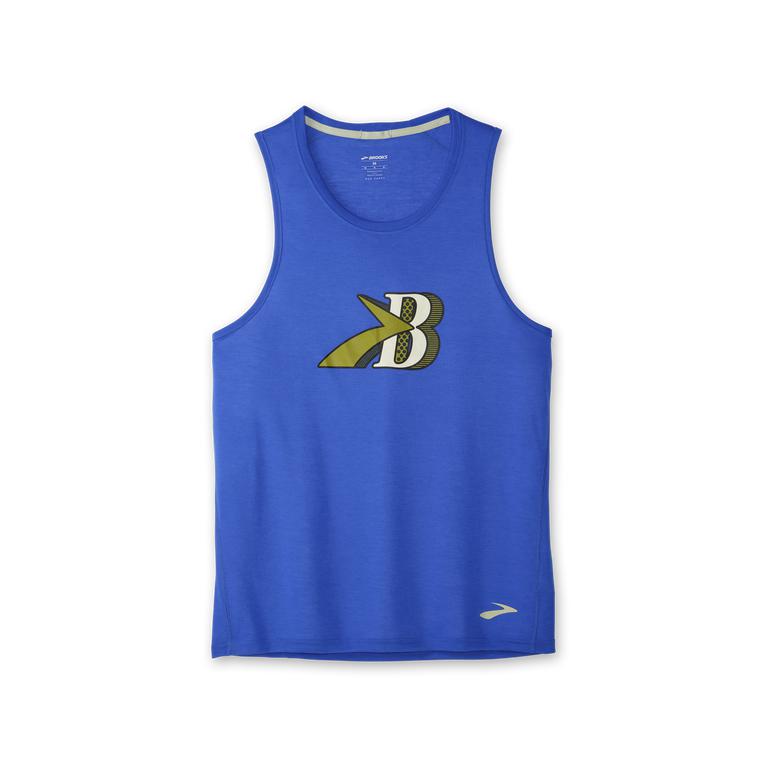 Brooks Distance Graphic - Mens Running Tank Top - Heather Bluetiful/B (05293UBMI)